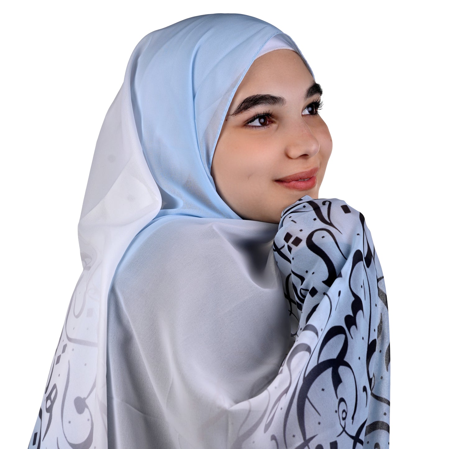 Krepp-Hijab mit arabischem Buchstabendruck (كريب مطبع أحرف عربي القماشة كريب)