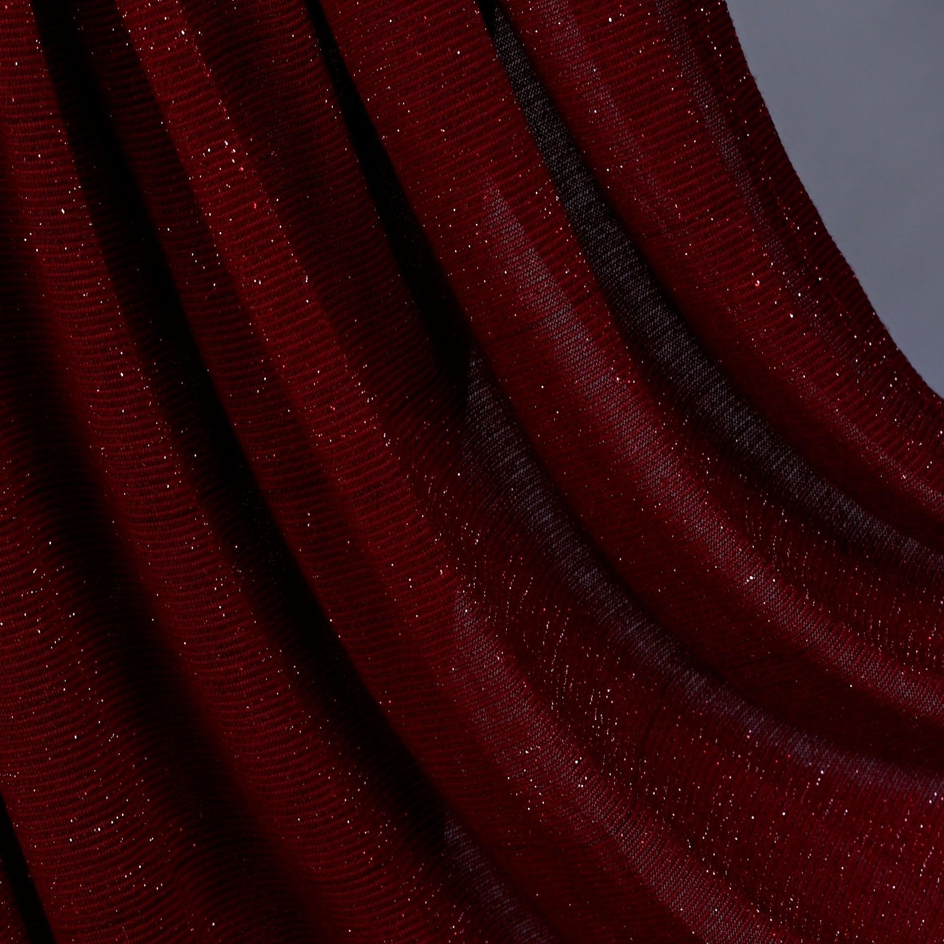 Close-up of Hijabistic’s Klara Shawl in Cedar Red - detailing fine weave and color depth.