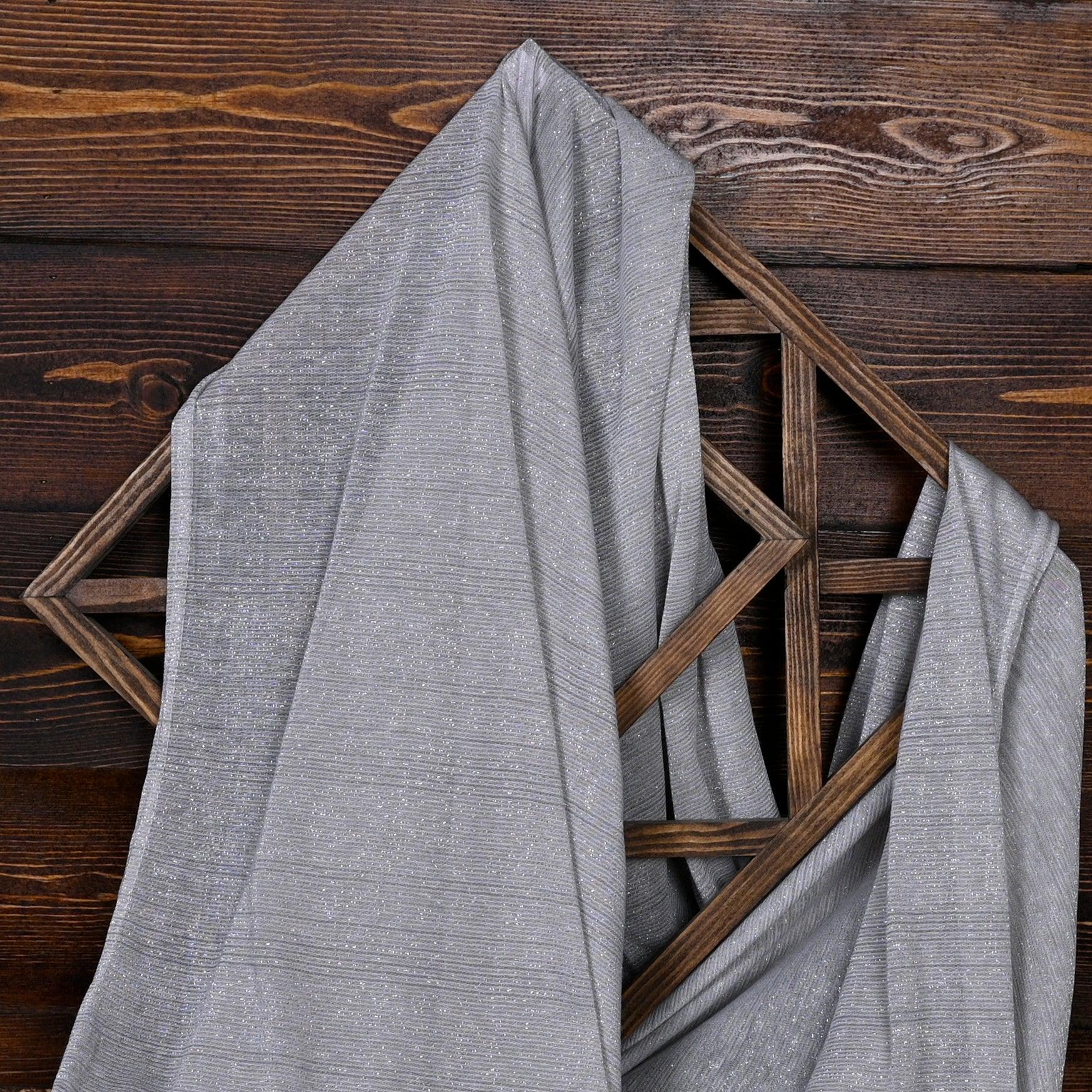 Full drape of Hijabistic’s Klara Shawl in Shuttle Gray - showcasing its sophisticated fall and flow.