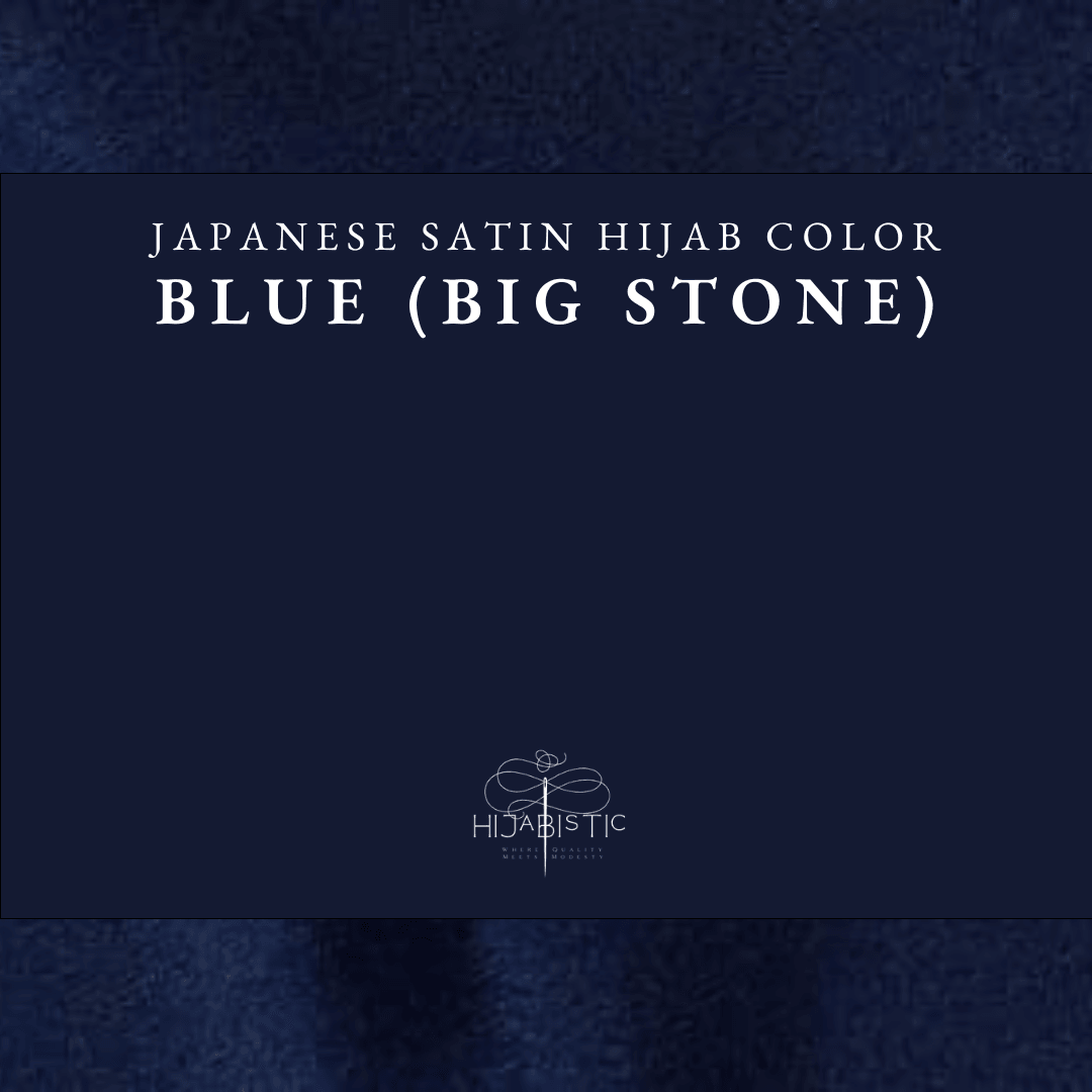 Illustration of Hijabistic’s Japanese Satin Hijab in Big Stone Blue, displaying the actual color