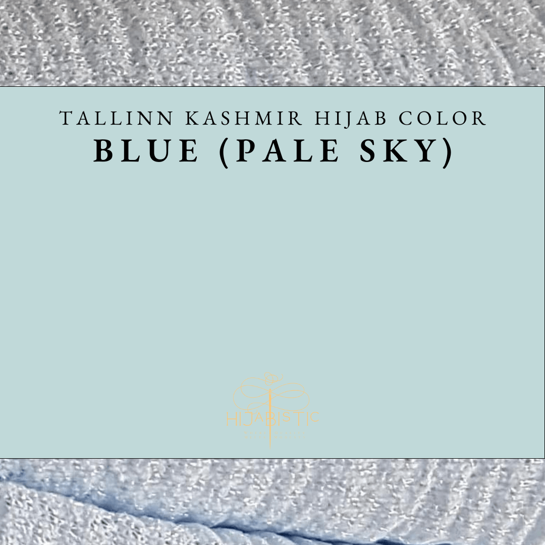 Illustration of Hijabistic’s Tallinn Kashmir Hijab in Blue (Pale Sky), displaying the actual color.