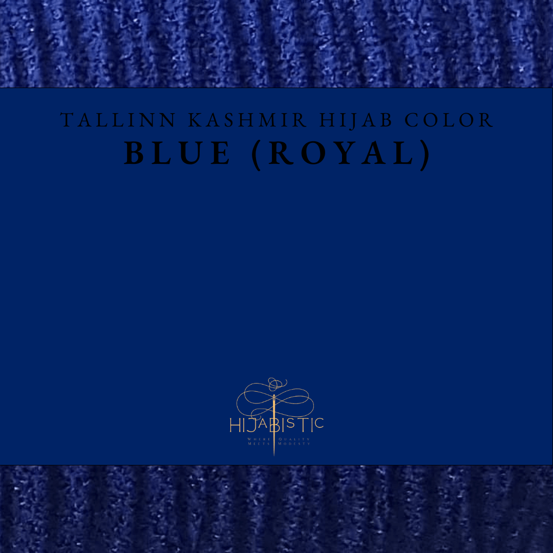Illustration of Hijabistic’s Tallinn Kashmir Hijab in Blue (Royal), displaying the actual color.