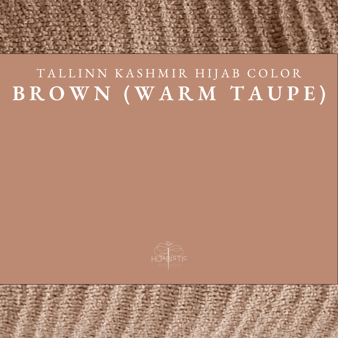 Illustration of Hijabistic’s Tallinn Kashmir Hijab in Brown (Warm Taupe), displaying the actual color.