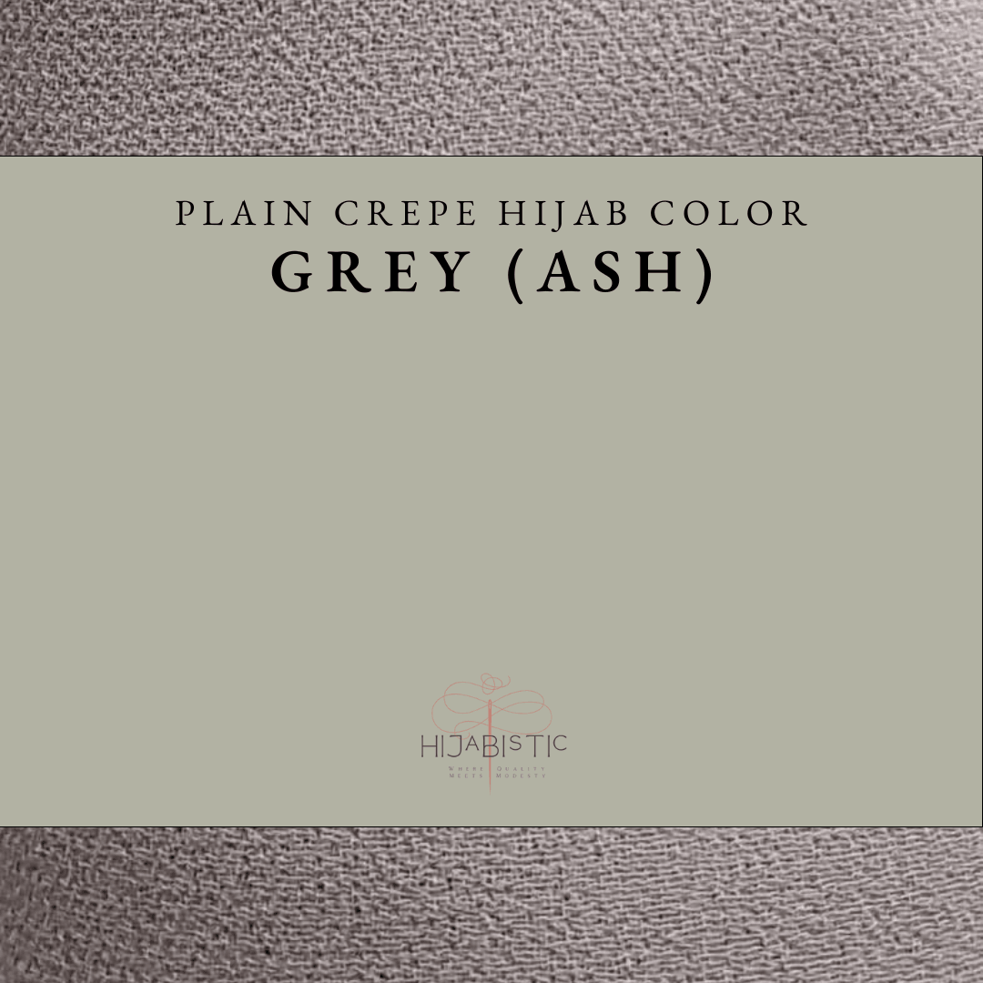 Buy Plain Crepe Hijab Grey(Ash) Color Illustration From Hijabistic Online Shop.