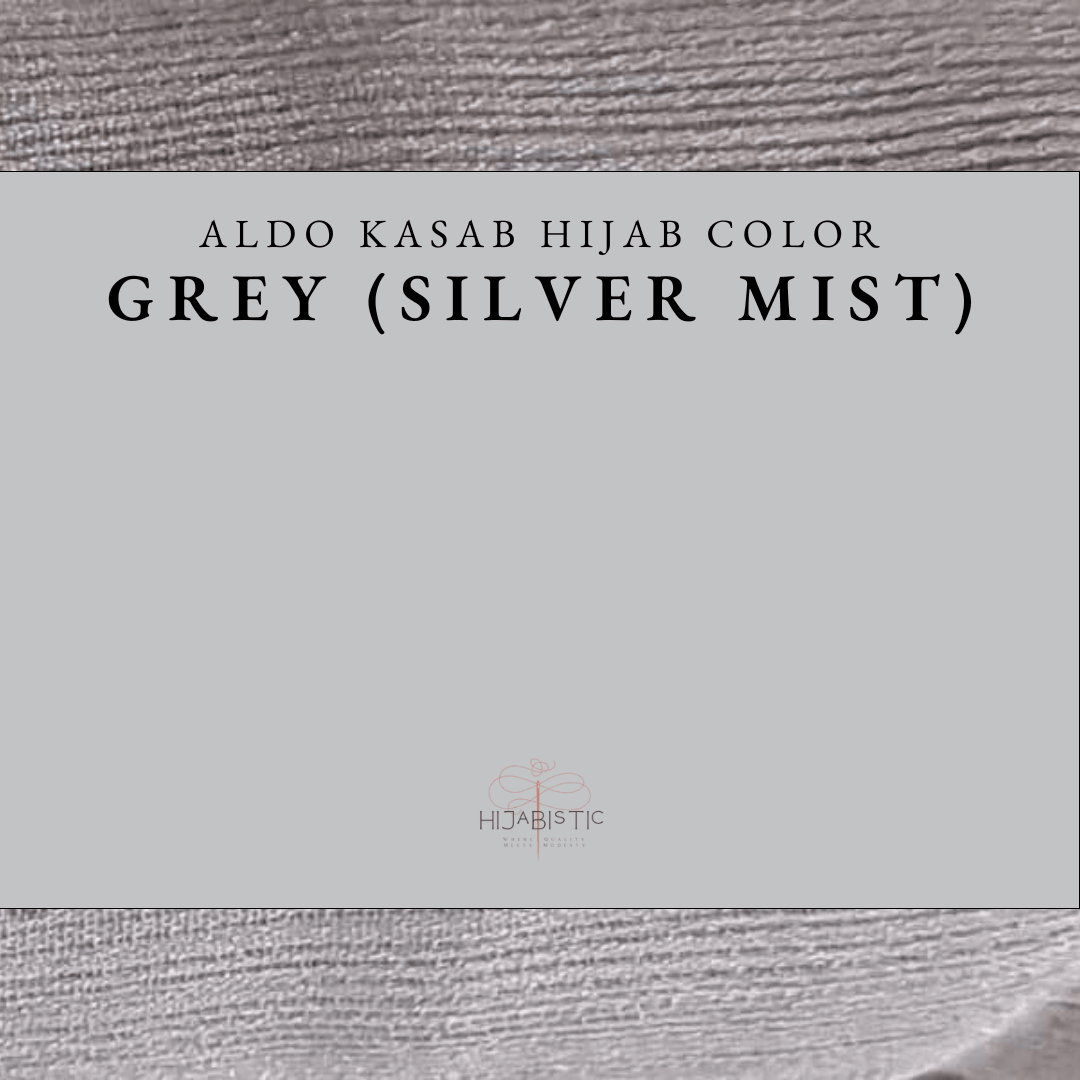 Aldo Kasab Hijab in Grey (Silver Mist), crafted with soft chiffon fabric and a striped design for lightweight, styling.