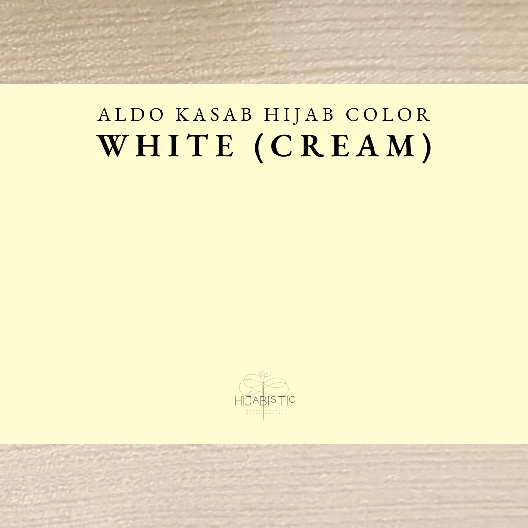Aldo Kasab Hijab in White (Cream), featuring soft chiffon fabric with a striped design for lightweight, breathable styling.