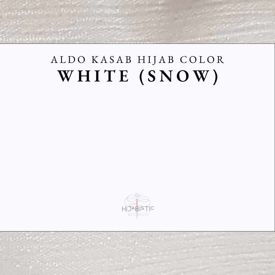 Aldo Kasab Hijab in White (Snow), featuring soft chiffon fabric with a striped design for lightweight and breathable styling.