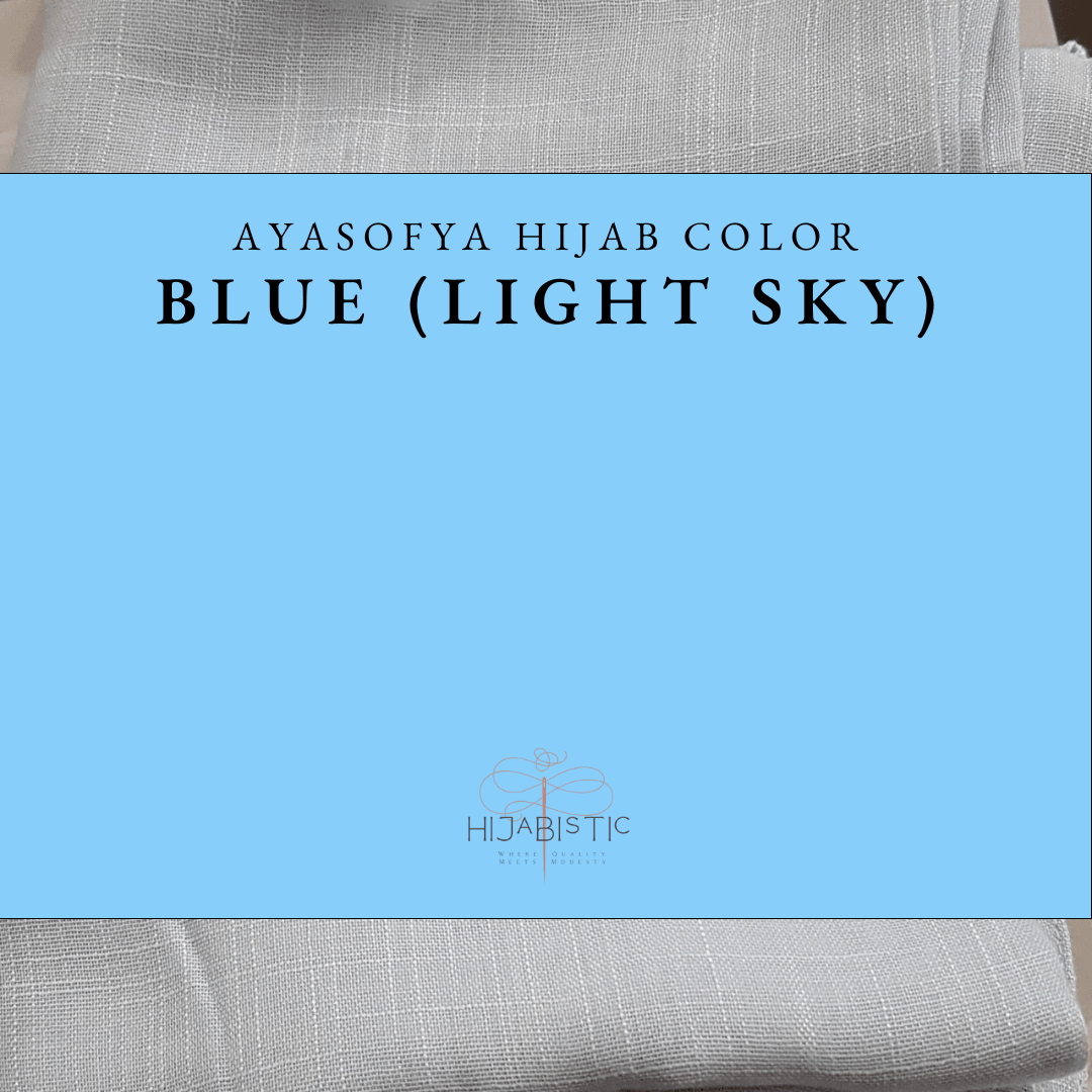 Ayasofya Hijab in Blue (Light Sky), crafted from soft cotton gauze for a lightweight, breathable, and stylish look.
