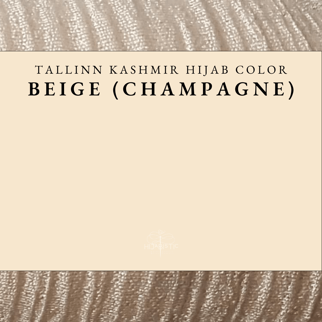 Illustration of Hijabistic’s Tallinn Kashmir Hijab in Beige (Champagne), displaying the actual color.