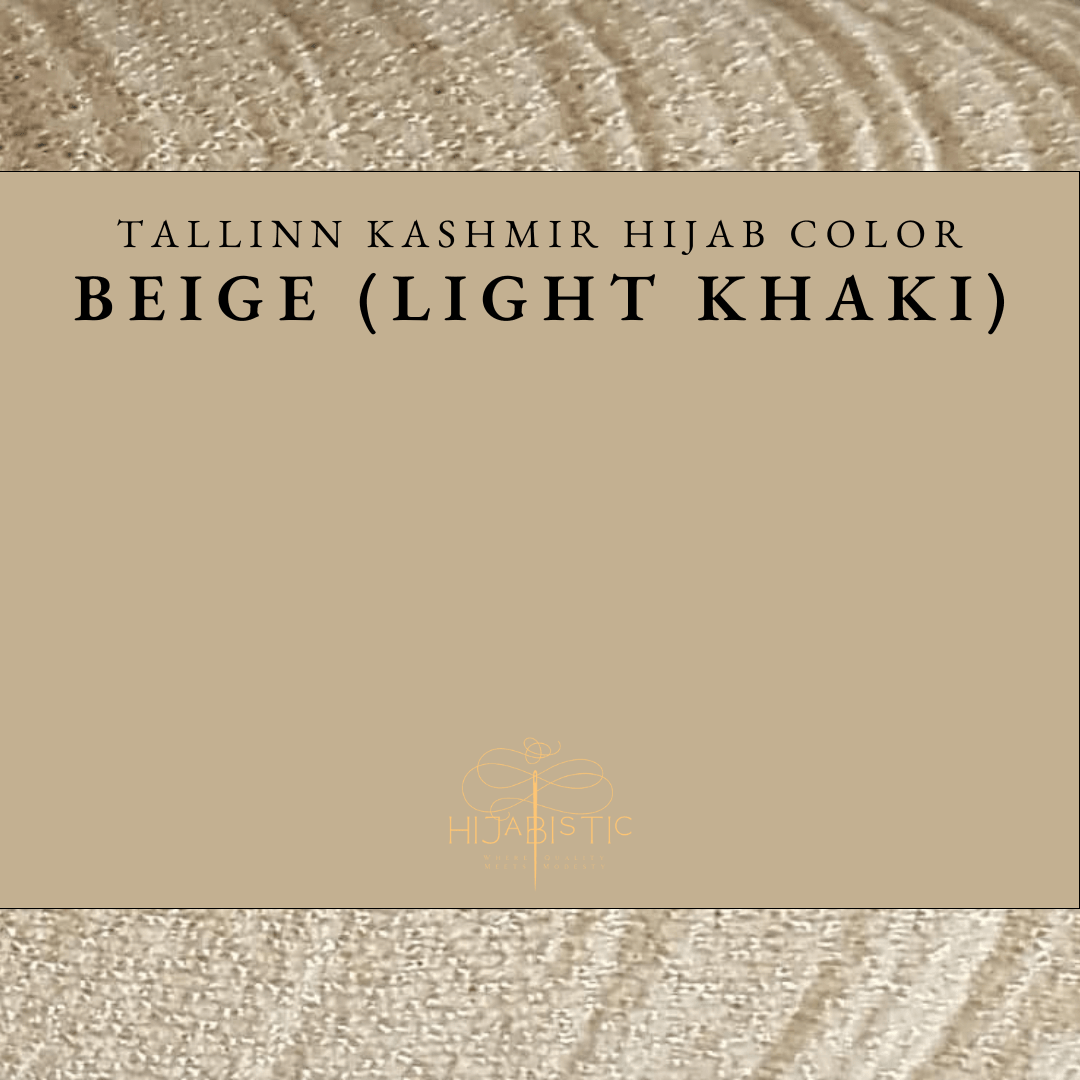 Illustration of Hijabistic’s Tallinn Kashmir Hijab in Beige (Light Khaki), displaying the actual color.