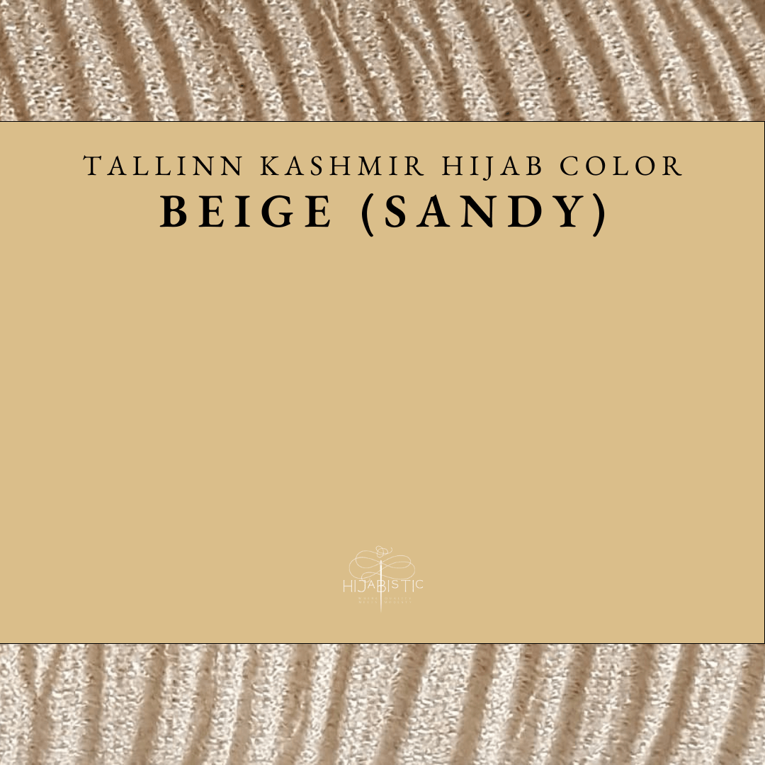 Illustration of Hijabistic’s Tallinn Kashmir Hijab in Beige (Sandy), displaying the actual color.