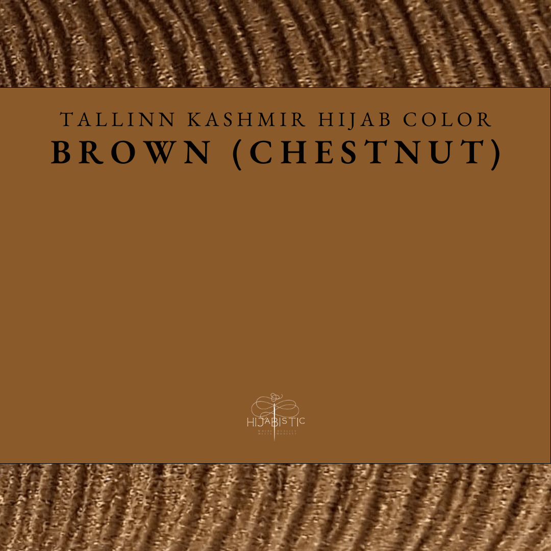 Illustration of Hijabistic’s Tallinn Kashmir Hijab in Brown (Chestnut), displaying the actual color.