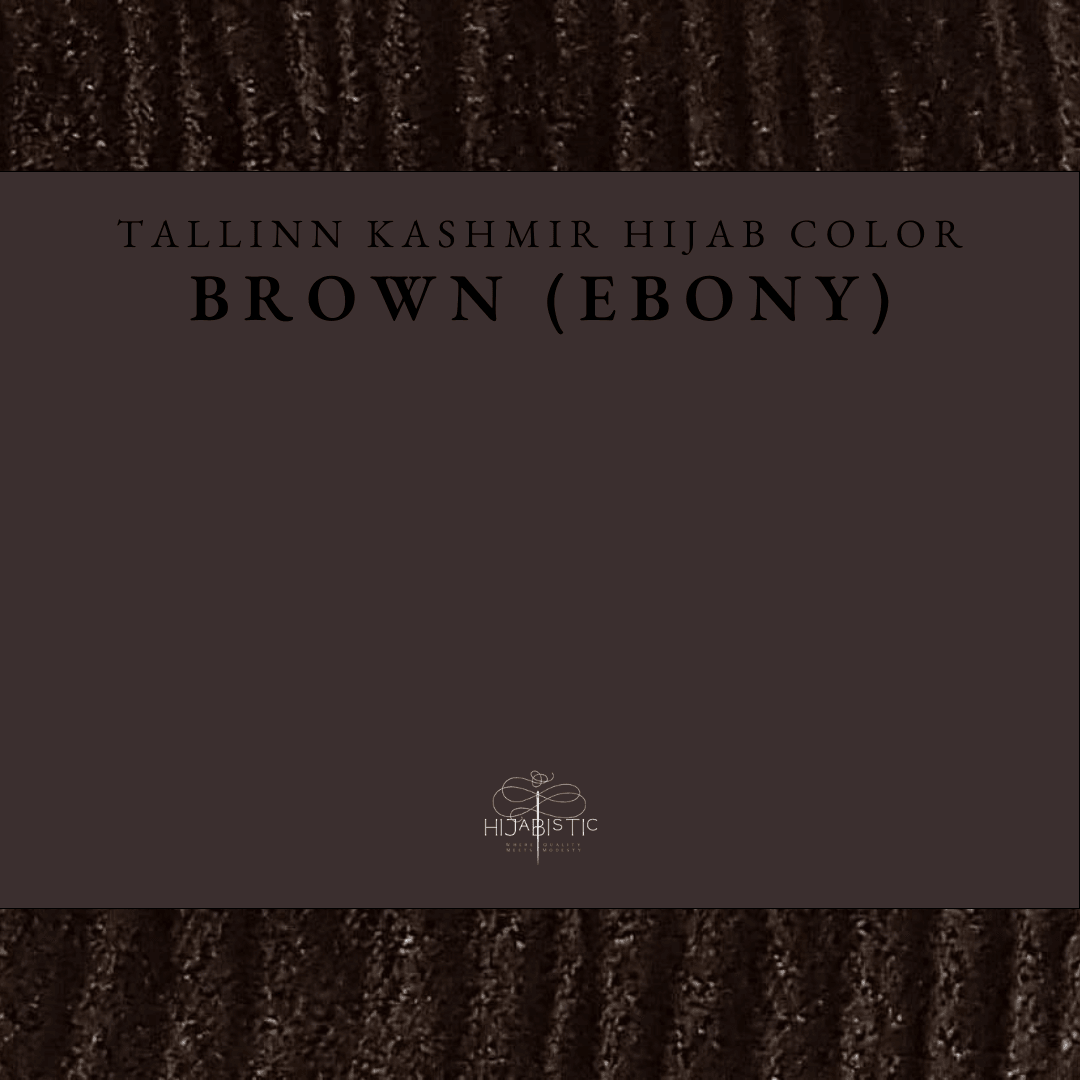 Illustration of Hijabistic’s Tallinn Kashmir Hijab in Brown (Ebony), displaying the actual color.