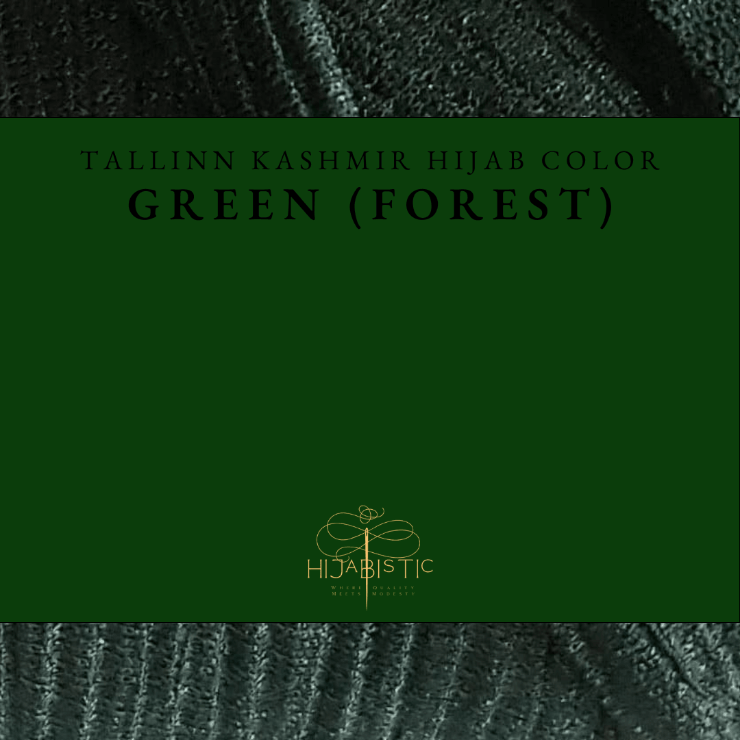 Illustration of Hijabistic’s Tallinn Kashmir Hijab in Green (Forest), displaying the actual color.