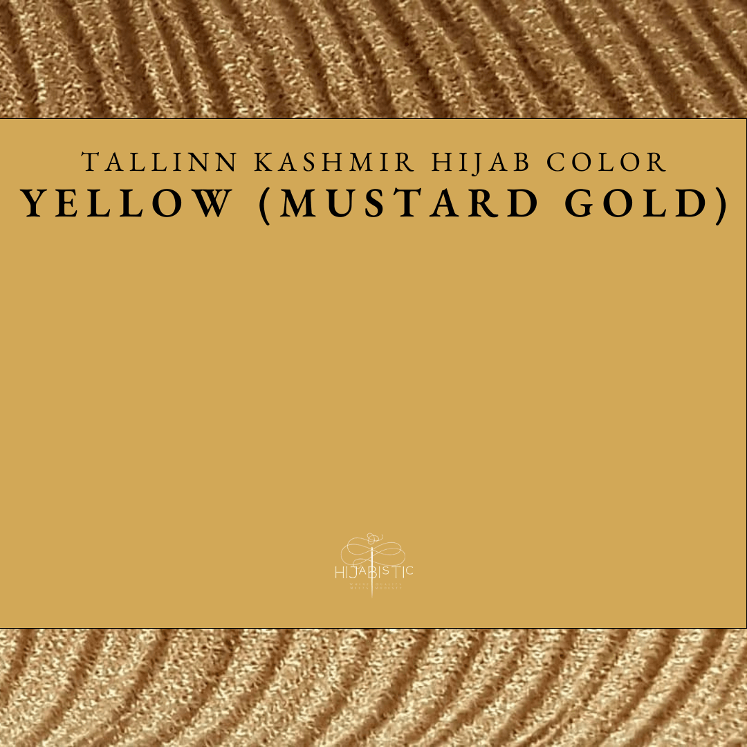 Illustration of Hijabistic’s Tallinn Kashmir Hijab in Yellow (Mustard Gold), displaying the actual color.