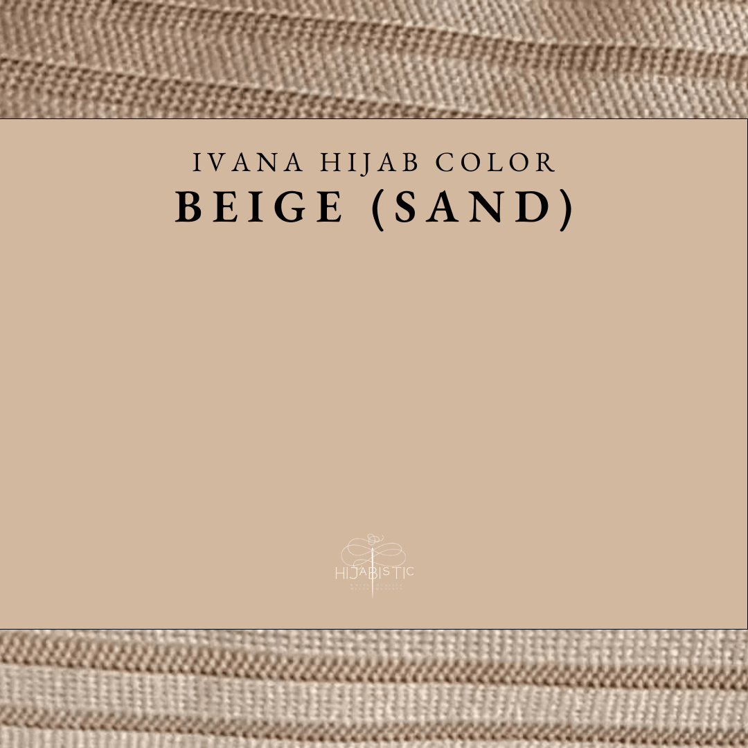 Illustration of Hijabistic’s Ivana Hijab in Beige (Sand), displaying the actual color.