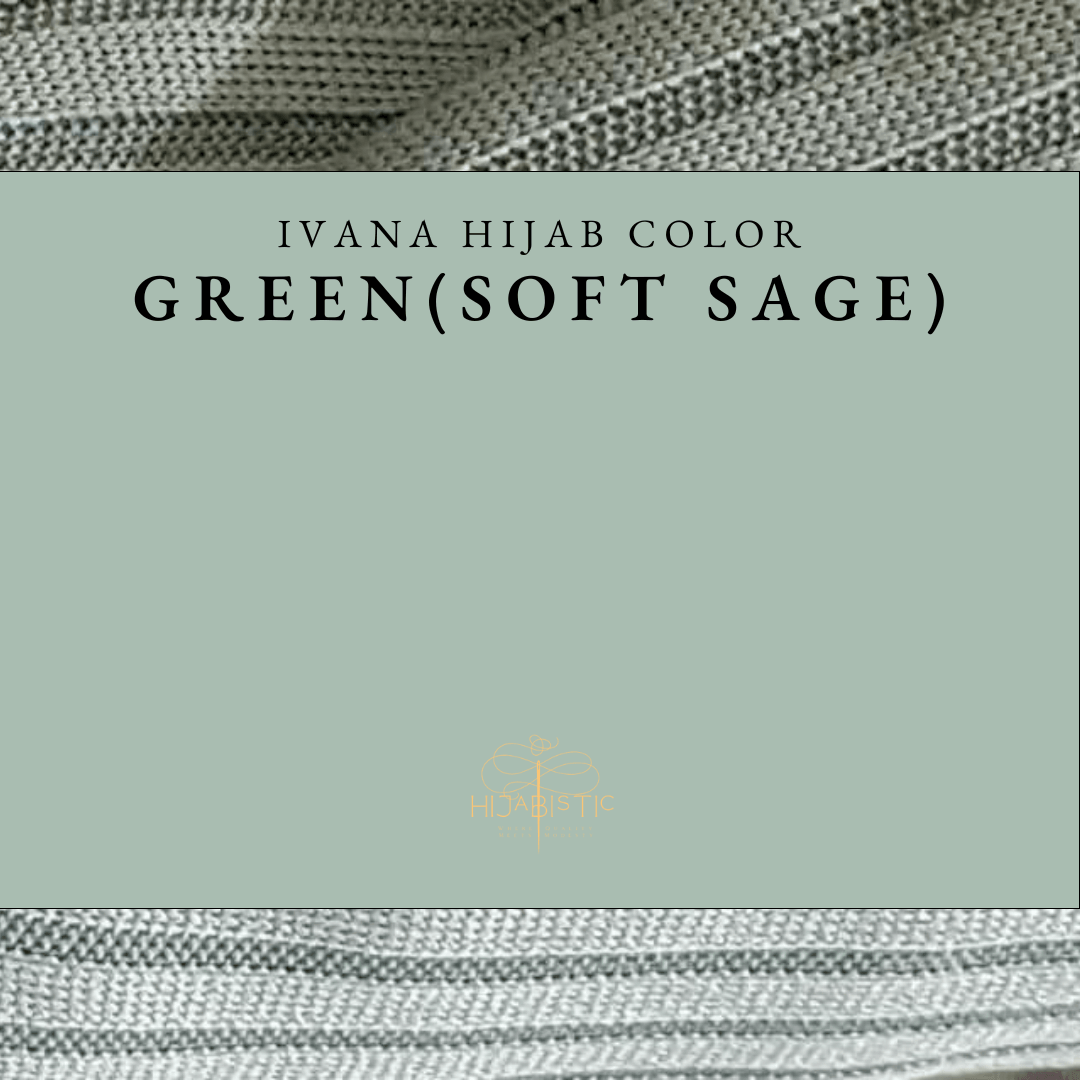 Illustration of Hijabistic’s Ivana Hijab in Green (Soft Sage), displaying the actual color.