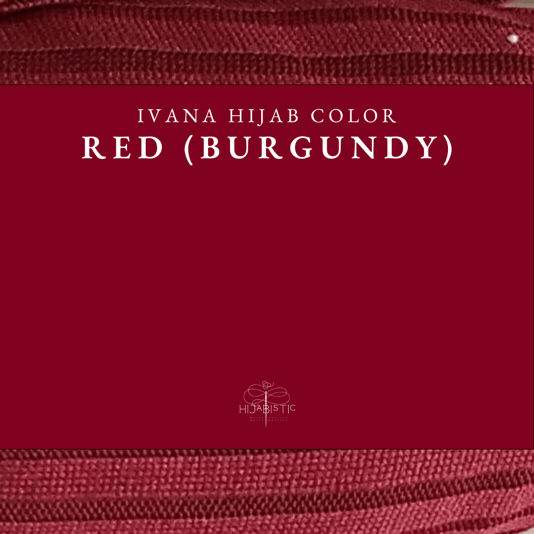 Illustration of Hijabistic’s Ivana Hijab in Red (Burgundy), displaying the actual color.