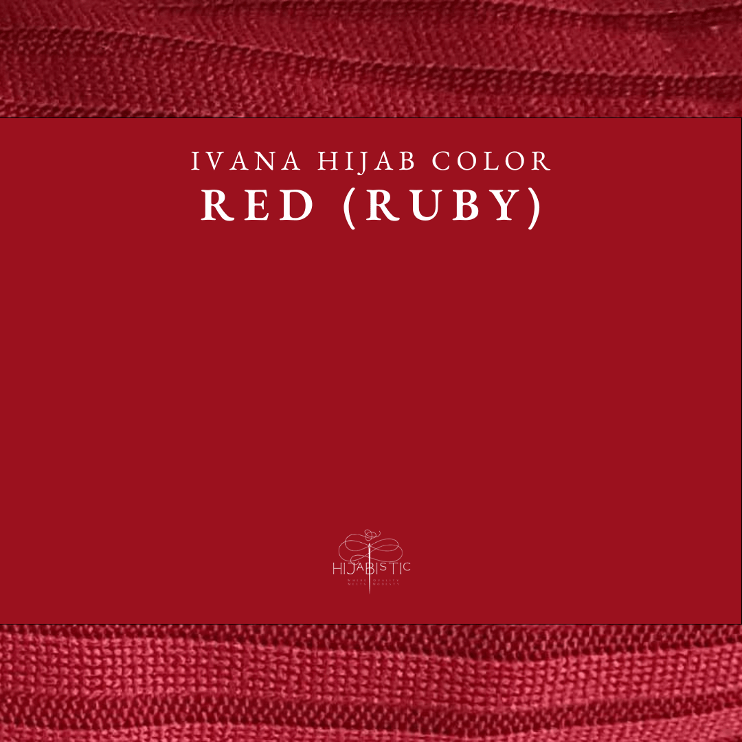 Illustration of Hijabistic’s Ivana Hijab in Red (Ruby), displaying the actual color.