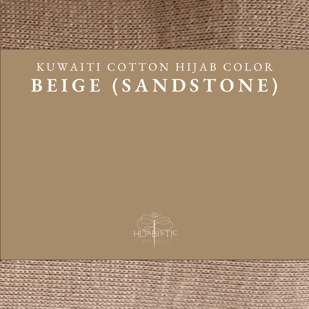 Illustration of Hijabistic’s Kuwaiti Hijab in Beige Sandstone, displaying the actual color.