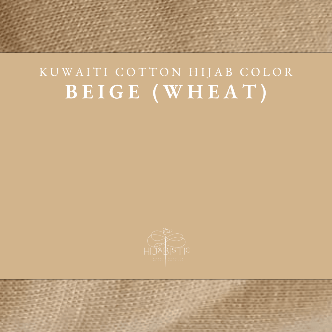 Illustration of Hijabistic’s Kuwaiti Hijab in Beige Wheat, displaying the actual color.