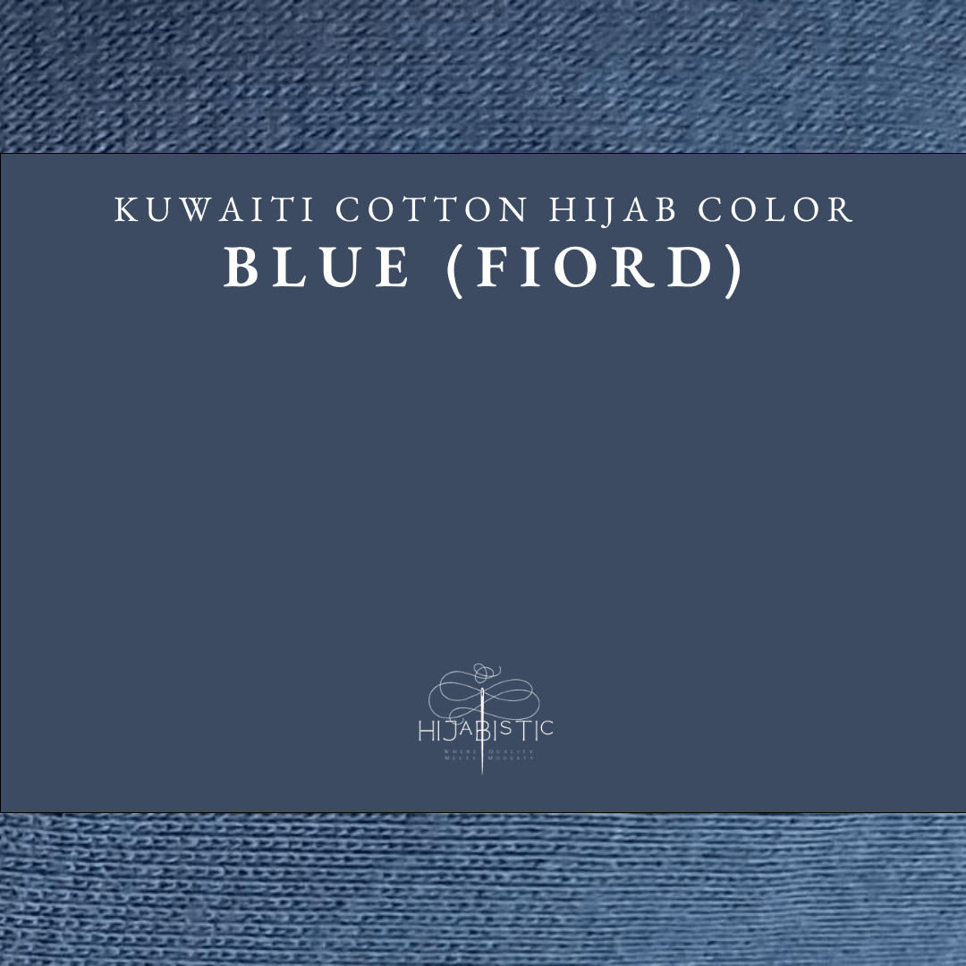 Illustration of Hijabistic’s Kuwaiti Hijab in Fiord Blue, displaying the actual color