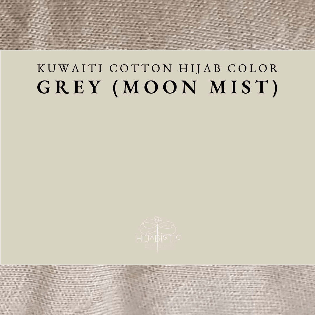 Illustration of Hijabistic’s Kuwaiti Hijab in Grey Moon Mist, displaying the actual color.