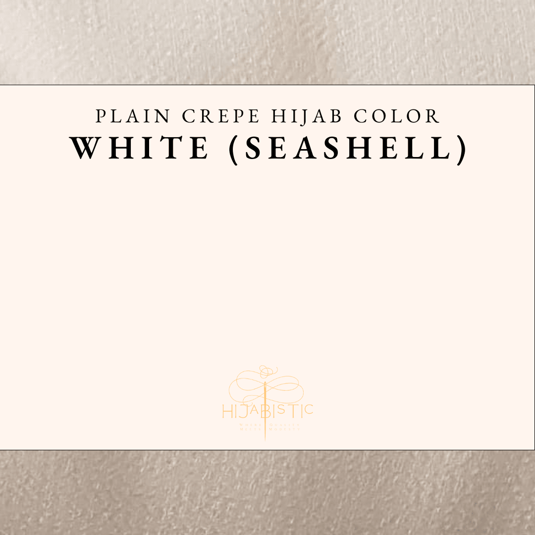 Buy Plain Crepe Hijab White (Seashell) Color Illustration From Hijabistic Online Shop.